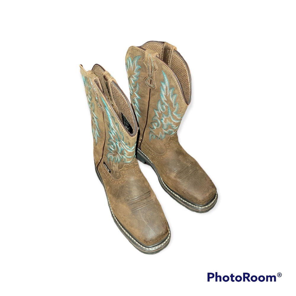 Brazos Women's Bandero Steel Toe Wellington Work Boots Size 9.5B